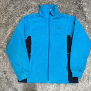 Columbia Fleece Full Zip Jacket No Hood Blue Kids Youth Large‎ 14-16